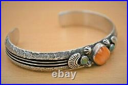 Navajo Old Pawn Sterling Silver Natural Spiny Oyster Turquoise Cuff Bracelet