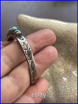 Navajo Old Pawn Vintage SNAKE EYES TURQUOISE Sterling Silver Cuff Bracelet