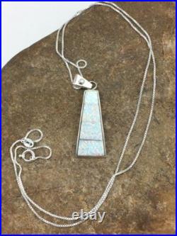 Navajo Opal Inlay Pendant Sterling Silver Chain Necklace Handmade 18 4776