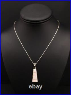 Navajo Opal Inlay Pendant Sterling Silver Chain Necklace Handmade 18 4776