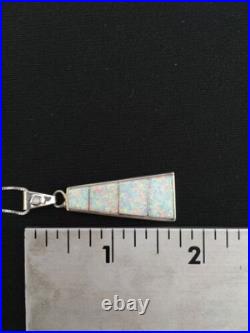 Navajo Opal Inlay Pendant Sterling Silver Chain Necklace Handmade 18 4776