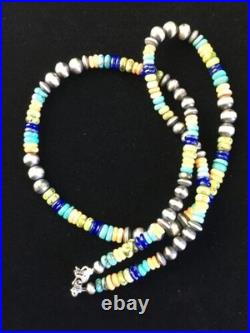 Navajo Orange Spiny Oyster Necklace Sterling Silver Pearls 21 1763 Navajo Orange Spiny Oyster Necklace Sterling Silver Pearls 21 1763