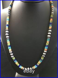 Navajo Orange Spiny Oyster Necklace Sterling Silver Pearls 21 1763