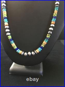 Navajo Orange Spiny Oyster Necklace Sterling Silver Pearls 21 1763