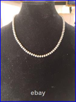 Navajo Oxidized Beaded Sterling Silver Necklace, Approx. 4 mm Beads 20inches