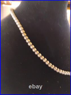 Navajo Oxidized Beaded Sterling Silver Necklace, Approx. 4 mm Beads 20inches