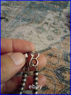 Navajo Oxidized Beaded Sterling Silver Necklace, Approx. 4 mm Beads 20inches