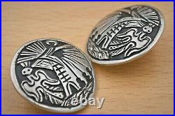 Navajo Pawn Hand-Tooled Sterling Silver Traditional Storytelling Post Earrings