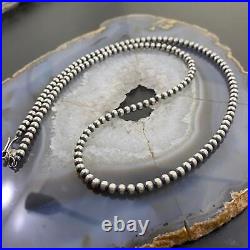 Navajo Pearl Beads 4 mm Sterling Silver Necklace Length 30 For Women