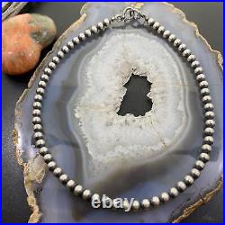 Navajo Pearl Beads 6 mm Sterling Silver Necklace Length 16 For Women