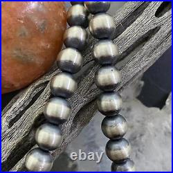 Navajo Pearl Beads 6 mm Sterling Silver Necklace Length 16 For Women