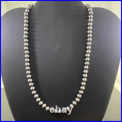Navajo Pearl Beads 6 mm Sterling Silver Necklace Length 18 For Women