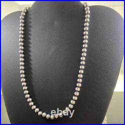 Navajo Pearl Beads 6 mm Sterling Silver Necklace Length 18 For Women