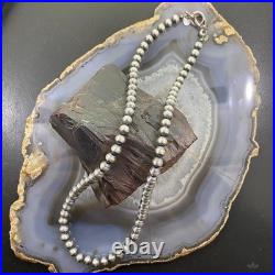Navajo Pearl Beads 6 mm Sterling Silver Necklace Length 18 For Women