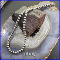 Navajo Pearl Beads 6 mm Sterling Silver Necklace Length 18 For Women