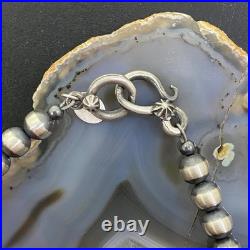 Navajo Pearl Beads 6 mm Sterling Silver Necklace Length 18 For Women