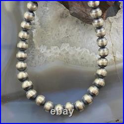 Navajo Pearl Beads 6 mm Sterling Silver Necklace Length 18 For Women