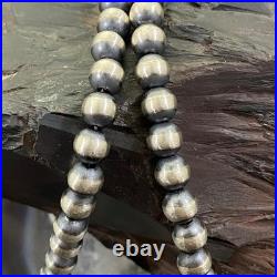 Navajo Pearl Beads 6 mm Sterling Silver Necklace Length 18 For Women