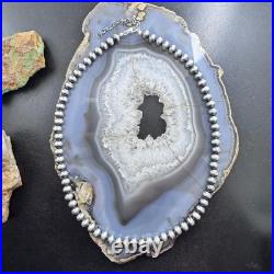 Navajo Pearl Beads 7 mm Sterling Silver Necklace Length 20-22 For Women