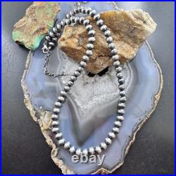 Navajo Pearl Beads 7 mm Sterling Silver Necklace Length 20-22 For Women