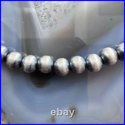 Navajo Pearl Beads 7 mm Sterling Silver Necklace Length 20-22 For Women
