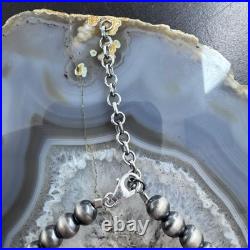 Navajo Pearl Beads 7 mm Sterling Silver Necklace Length 20-22 For Women