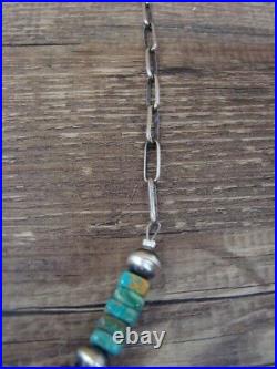Navajo Pearl & Square Turquoise Sterling Silver 18 Link Chain Necklace by I