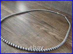 Navajo Pearl Sterling Silver Round Bead Hand Strung 26 Necklace Jake