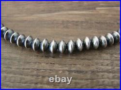 Navajo Pearl Sterling Silver Saucer Bead Hand Strung 20 Necklace Doreen Jake