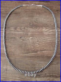 Navajo Pearl Sterling Silver Saucer Bead Hand Strung 24 Necklace Doreen Jake