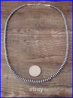 Navajo Pearl Sterling Silver Saucer Bead Hand Strung 24 Necklace Doreen Jake