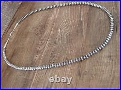 Navajo Pearl Sterling Silver Saucer Bead Hand Strung 24 Necklace Doreen Jake