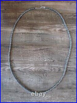 Navajo Pearl Sterling Silver Saucer Bead Hand Strung 35 Necklace Doreen Jake