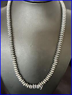 Navajo Pearl Sterling Silver Saucer Bead Hand Strung 7mm 20 Necklace 60720