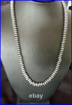 Navajo Pearl Sterling Silver Saucer Bead Hand Strung 7mm 20 Necklace 60720