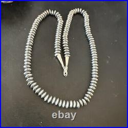 Navajo Pearl Sterling Silver Saucer Bead Hand Strung 7mm 20 Necklace 60720