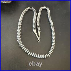 Navajo Pearl Sterling Silver Saucer Bead Hand Strung 7mm 20 Necklace 60720