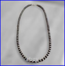 Navajo Pearl Style Sterling Silver Necklace Hand Strung 5mm 20 Navajo Pearl Style Sterling Silver Necklace Hand Strung 5mm 20