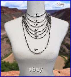 Navajo Pearl Style Sterling Silver Necklace Hand Strung 5mm 20 Navajo Pearl Style Sterling Silver Necklace Hand Strung 5mm 20