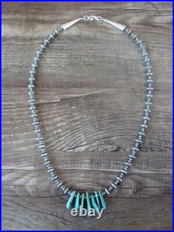 Navajo Pearl & Turquoise Sterling Silver 16 Necklace Doreen Jake