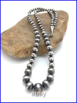 Navajo Pearls Graduated Sterling Silver Native American Bead Necklace 26 92126