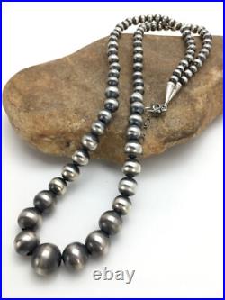 Navajo Pearls Graduated Sterling Silver Native American Bead Necklace 26 92126