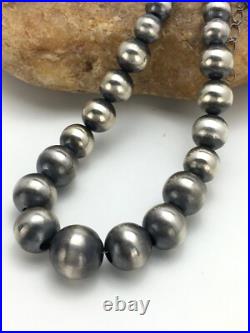 Navajo Pearls Graduated Sterling Silver Native American Bead Necklace 26 92126