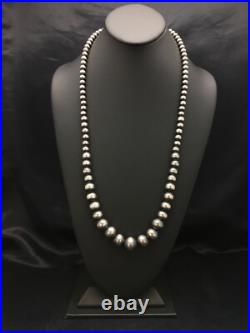 Navajo Pearls Graduated Sterling Silver Native American Bead Necklace 26 92126