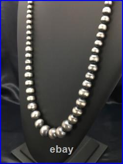 Navajo Pearls Graduated Sterling Silver Native American Bead Necklace 26 92126