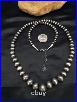 Navajo Pearls Graduated Sterling Silver Native American Bead Necklace 26 92126