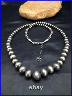 Navajo Pearls Graduated Sterling Silver Native American Bead Necklace 26 92126