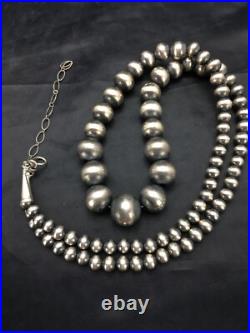 Navajo Pearls Graduated Sterling Silver Native American Bead Necklace 26 92126