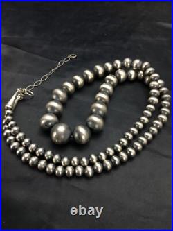 Navajo Pearls Graduated Sterling Silver Native American Bead Necklace 26 92126