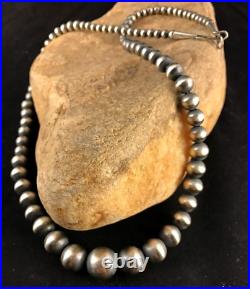 Navajo Pearls Graduated Sterling Silver Southwestern Bead Necklace 36